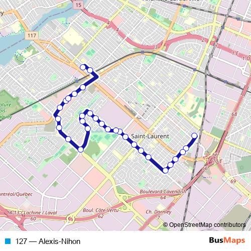 127 bus Line Map