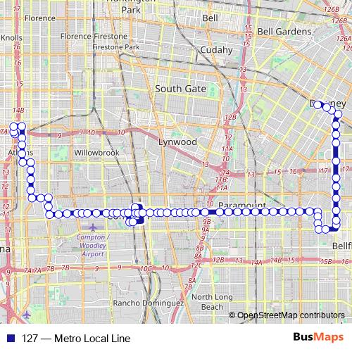 127 bus Line Map
