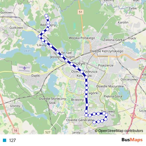 127 bus Line Map