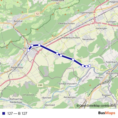 127 bus Line Map