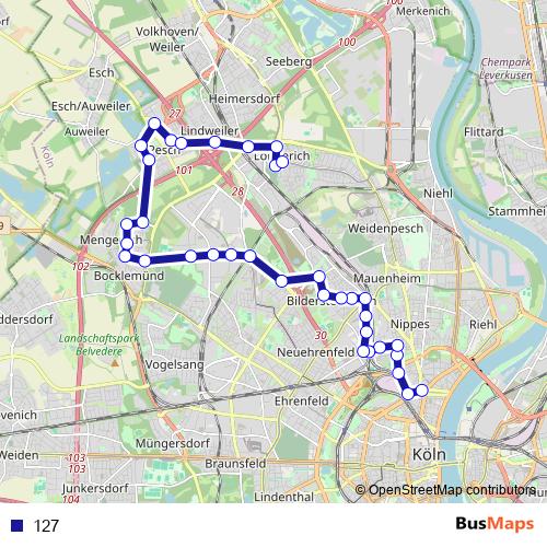 127 bus Line Map