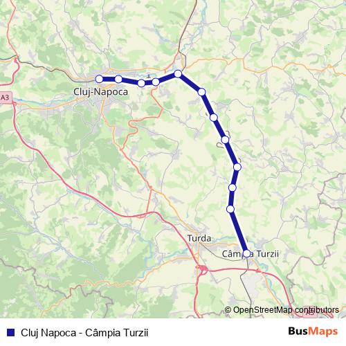 Cluj Napoca - Câmpia Turzii rail Line Map