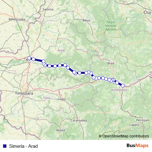 Simeria - Arad rail Line Map