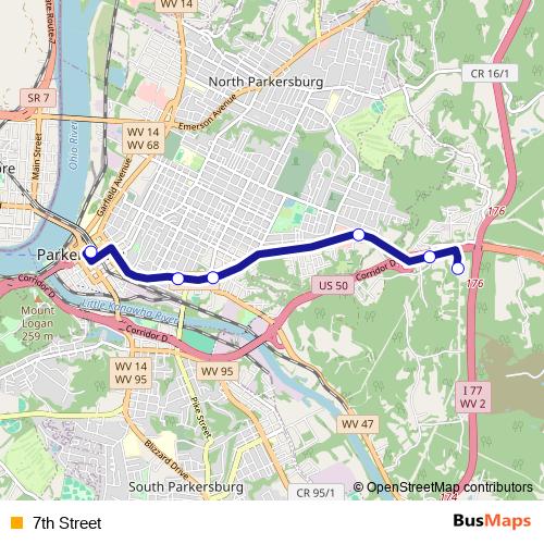 7th Street bus Line Map