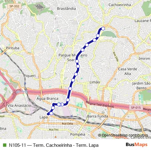 N105-11 bus Line Map