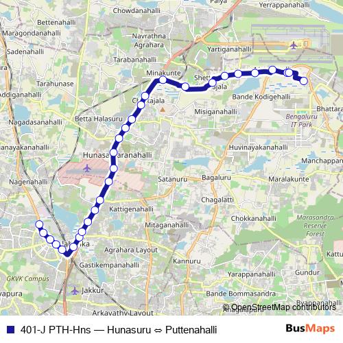 401-J PTH-Hns bus Line Map