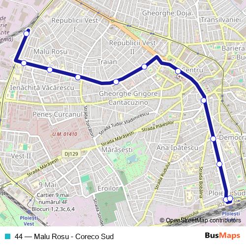 44 trolleybus Line Map