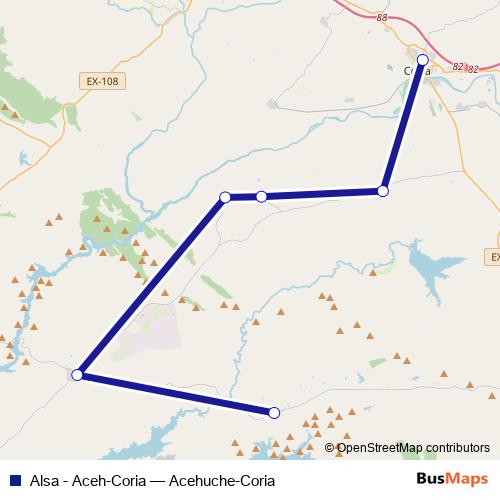 Alsa - Aceh-Coria bus Line Map