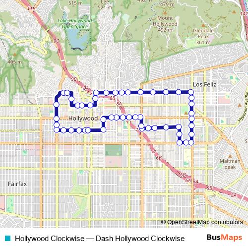 Hollywood Clockwise bus Line Map