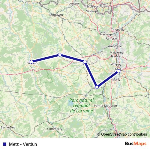 Metz - Verdun rail Line Map