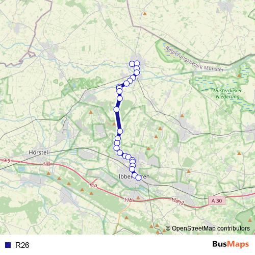 R26 bus Line Map