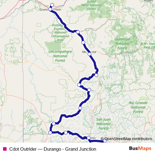 Cdot Outrider bus Line Map