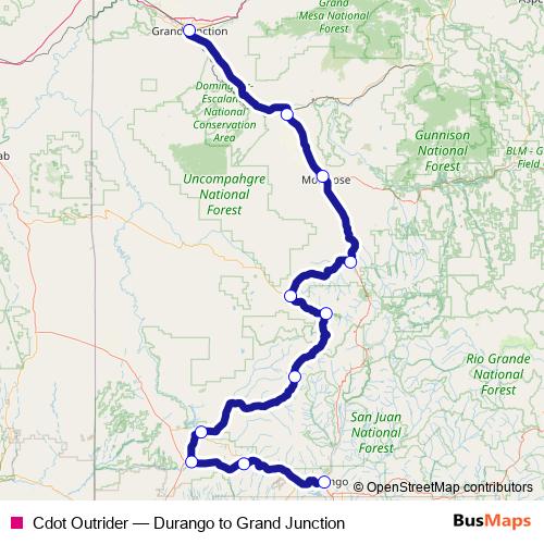 Cdot Outrider bus Line Map
