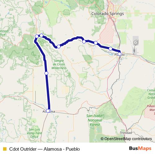 Cdot Outrider bus Line Map