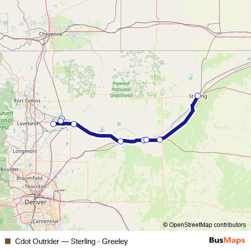 Cdot Outrider bus Line Map