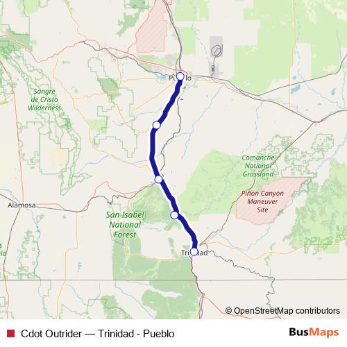 Cdot Outrider bus Line Map