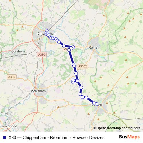 X33 bus Line Map