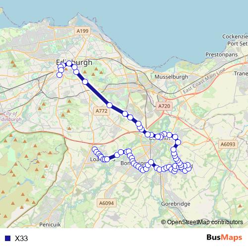 X33 bus Line Map