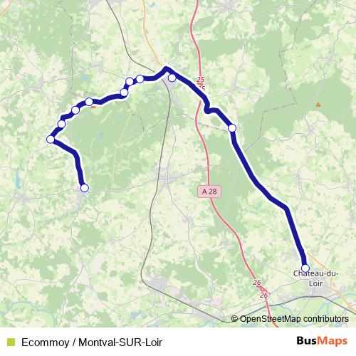 Ecommoy / Montval-SUR-Loir bus Line Map