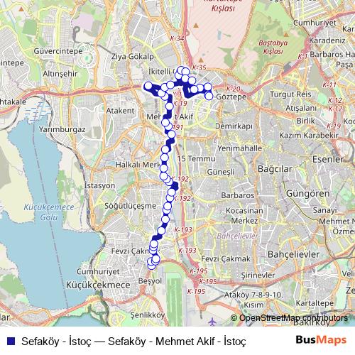 Sefaköy - İstoç bus Line Map