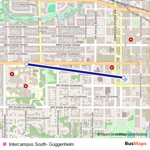 Intercampus South- Guggenheim bus Line Map