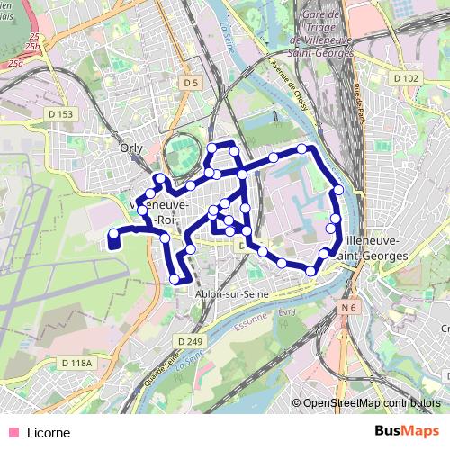 Licorne bus Line Map