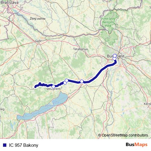 IC 957 Bakony rail Line Map