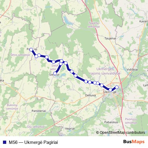 M56 bus Line Map