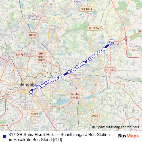 317-SB Snbs-Hsmt-Hsk bus Line Map