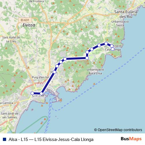 Alsa - L15 bus Line Map