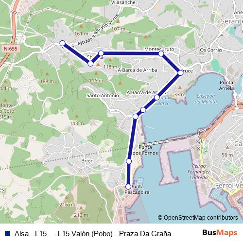 Alsa - L15 bus Line Map