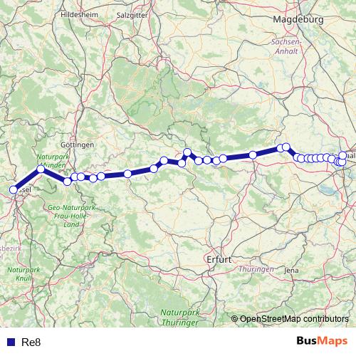 Re8 rail Line Map