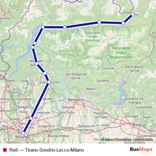 Re8 rail Line Map