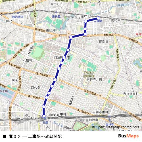 鷹０２ bus Line Map