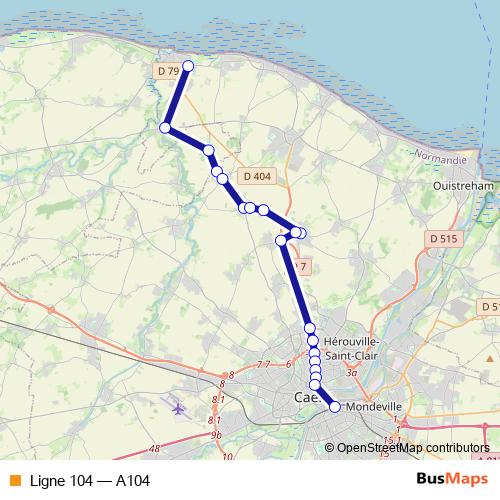 Ligne 104 bus Line Map