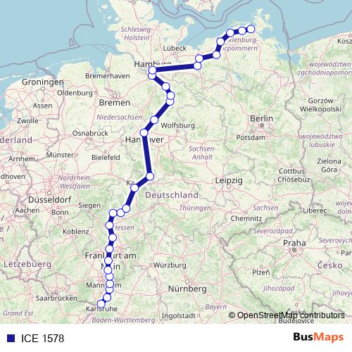 ICE 1578 rail Line Map