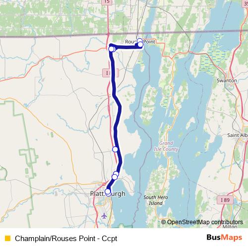 Champlain/Rouses Point - Ccpt bus Line Map