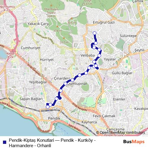 Pendik-Kiptaş Konutlari bus Line Map
