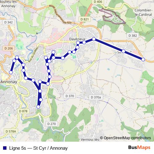Ligne 5s bus Line Map