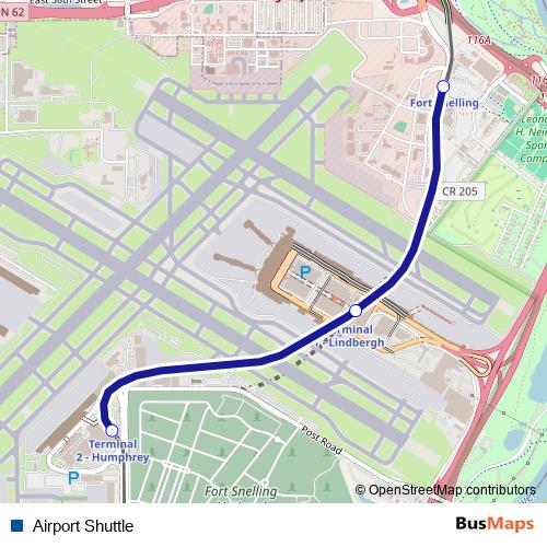 Airport Shuttle tram Line Map