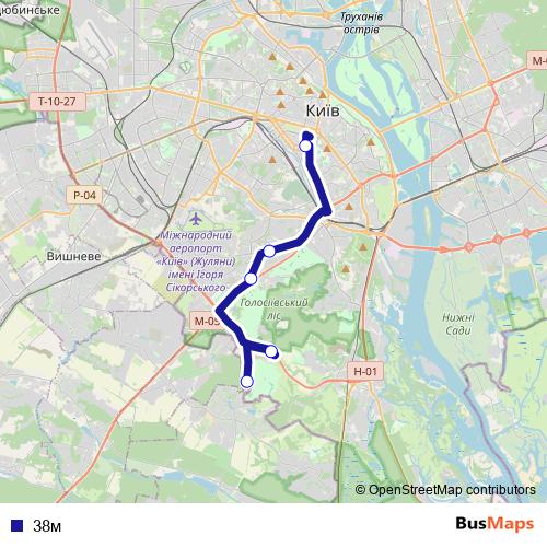 38м bus Line Map
