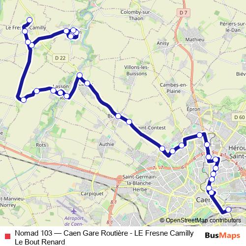 Nomad 103 bus Line Map