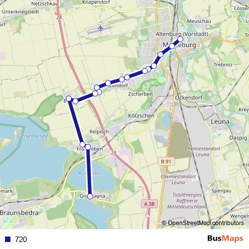720 bus Line Map
