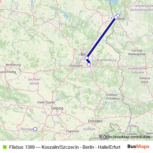 Flixbus 1389 bus Line Map