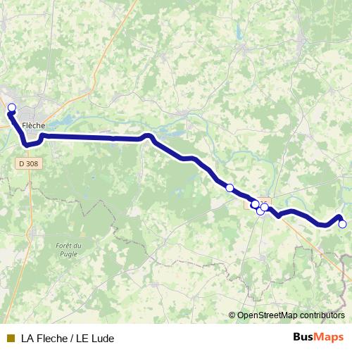 LA Fleche / LE Lude bus Line Map