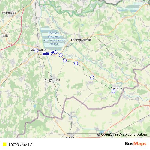 Pótló 36212 bus Line Map