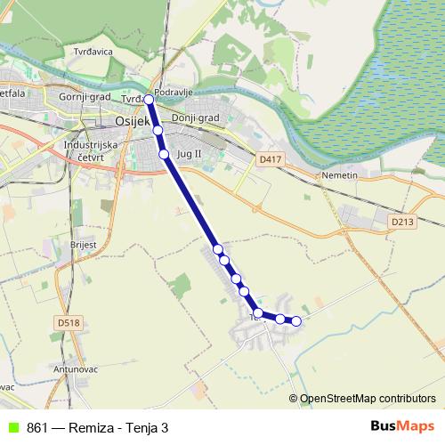 861 bus Line Map