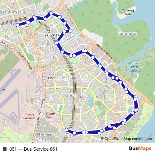 861 bus Line Map