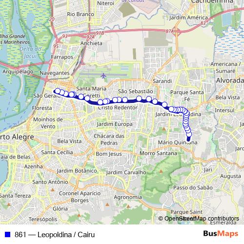 861 bus Line Map