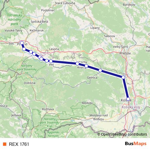 REX 1761 rail Line Map
